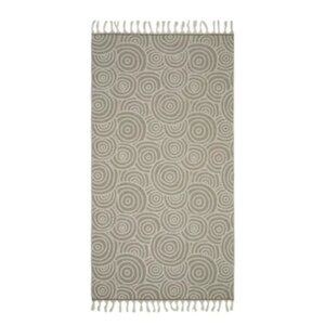 Kikoya - Circles Terry Towels 36x66 in Turkish Cotton Bath Beach Pool - Brown